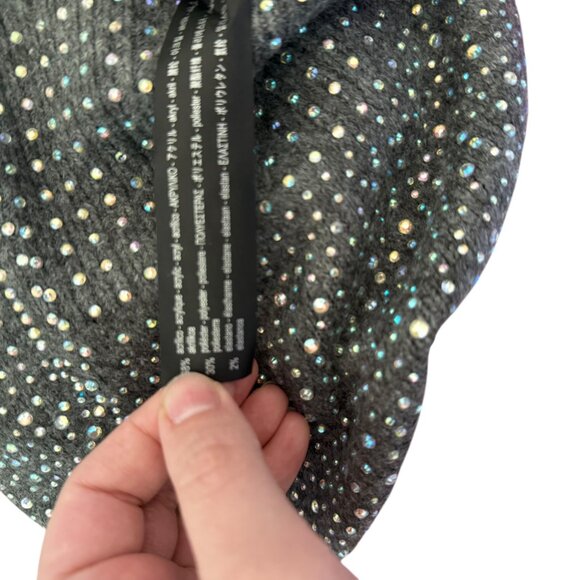 Zara FW18 Grey Beaded Short Sweater Size S crystals rhinestones - Picture 8 of 10